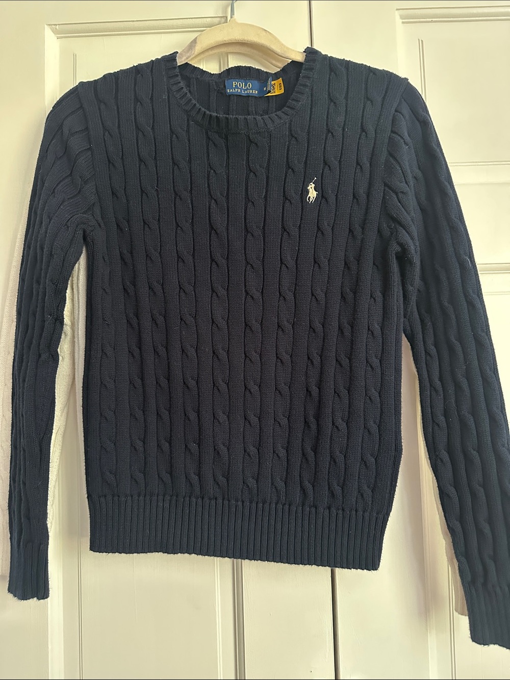 Polo by Ralph Lauren Navy Cable Crewneck Sweater with Embroidered Pony